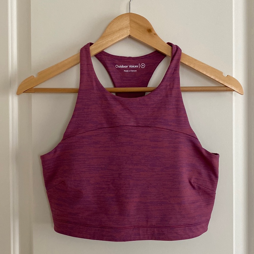 Outdoor Voices Move Free Crop Top in Mulberry
